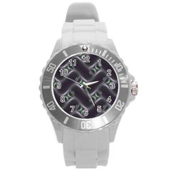 Closeup Purple Line Round Plastic Sport Watch (l)