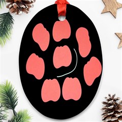 Craft Pink Black Polka Spot Ornament (oval) by Mariart