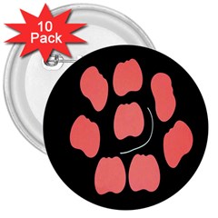 Craft Pink Black Polka Spot 3  Buttons (10 Pack) 