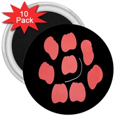 Craft Pink Black Polka Spot 3  Magnets (10 Pack)  by Mariart