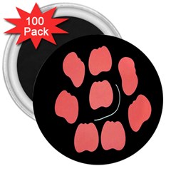 Craft Pink Black Polka Spot 3  Magnets (100 Pack) by Mariart