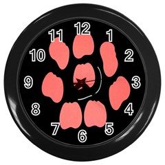 Craft Pink Black Polka Spot Wall Clocks (black) by Mariart