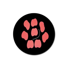 Craft Pink Black Polka Spot Rubber Round Coaster (4 Pack)  by Mariart