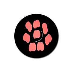 Craft Pink Black Polka Spot Magnet 3  (round) by Mariart