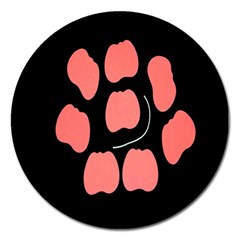 Craft Pink Black Polka Spot Magnet 5  (round) by Mariart