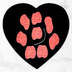 Craft Pink Black Polka Spot Jigsaw Puzzle (heart) by Mariart