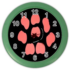 Craft Pink Black Polka Spot Color Wall Clocks by Mariart