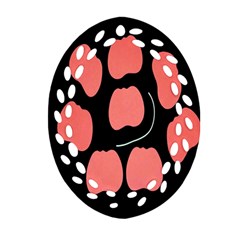 Craft Pink Black Polka Spot Oval Filigree Ornament (two Sides)