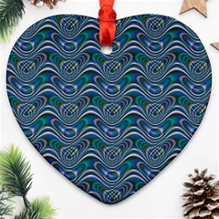 Boomarang Pattern Wave Waves Chevron Green Line Ornament (heart)