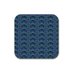 Boomarang Pattern Wave Waves Chevron Green Line Rubber Coaster (Square)  Front