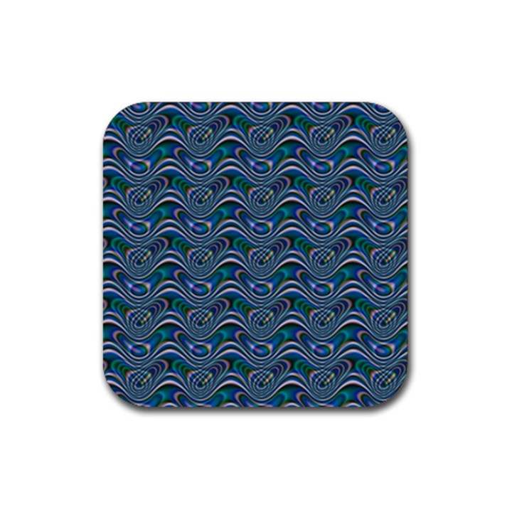 Boomarang Pattern Wave Waves Chevron Green Line Rubber Coaster (Square) 