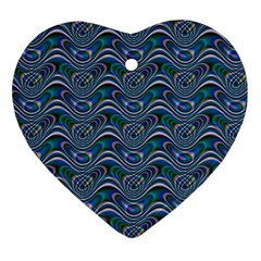 Boomarang Pattern Wave Waves Chevron Green Line Heart Ornament (two Sides) by Mariart