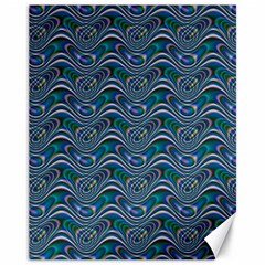 Boomarang Pattern Wave Waves Chevron Green Line Canvas 11  X 14  