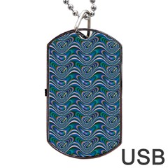 Boomarang Pattern Wave Waves Chevron Green Line Dog Tag Usb Flash (two Sides) by Mariart