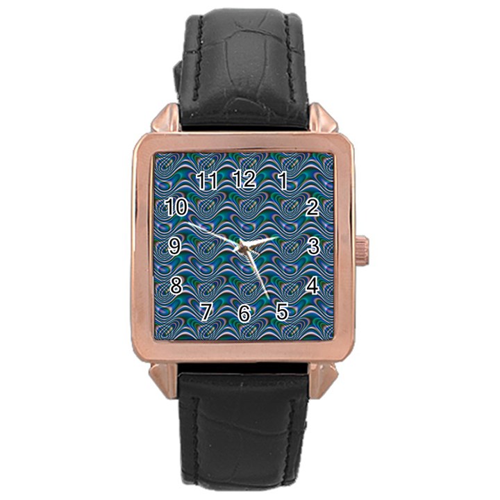 Boomarang Pattern Wave Waves Chevron Green Line Rose Gold Leather Watch 