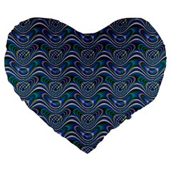 Boomarang Pattern Wave Waves Chevron Green Line Large 19  Premium Flano Heart Shape Cushions by Mariart