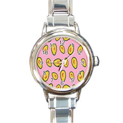 Fruit Avocado Green Pink Yellow Round Italian Charm Watch