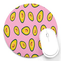 Fruit Avocado Green Pink Yellow Round Mousepads