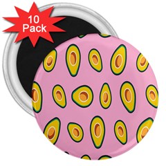 Fruit Avocado Green Pink Yellow 3  Magnets (10 Pack)  by Mariart