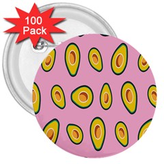 Fruit Avocado Green Pink Yellow 3  Buttons (100 Pack) 