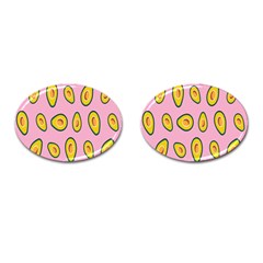 Fruit Avocado Green Pink Yellow Cufflinks (oval)