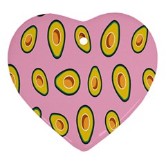 Fruit Avocado Green Pink Yellow Heart Ornament (two Sides)