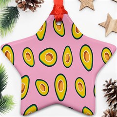 Fruit Avocado Green Pink Yellow Star Ornament (two Sides)