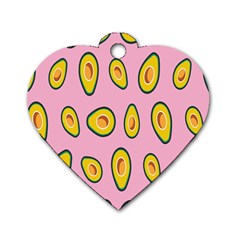 Fruit Avocado Green Pink Yellow Dog Tag Heart (two Sides) by Mariart