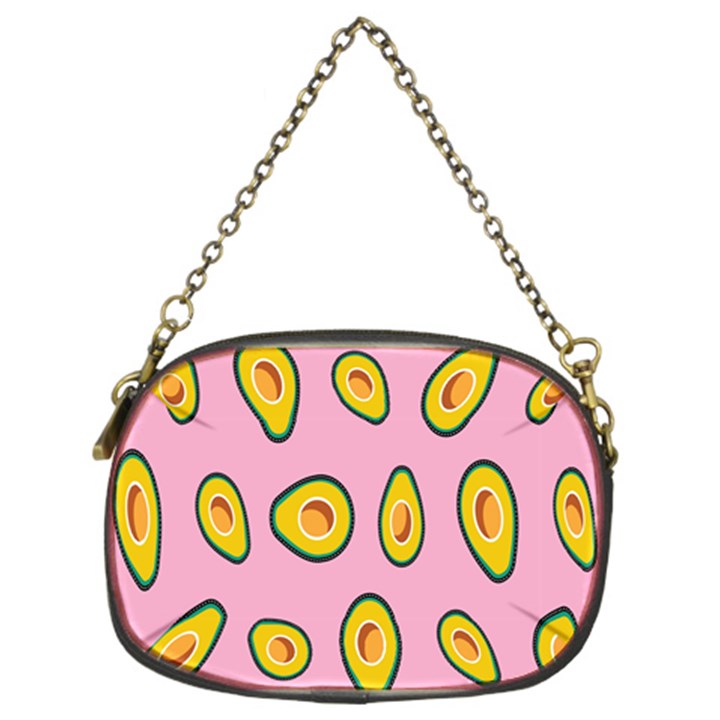 Fruit Avocado Green Pink Yellow Chain Purses (Two Sides) 