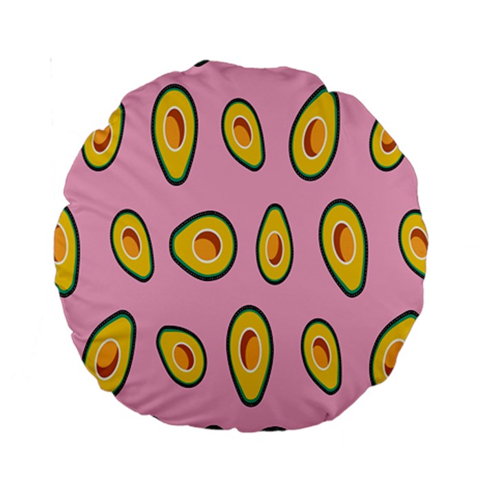 Fruit Avocado Green Pink Yellow Standard 15  Premium Round Cushions