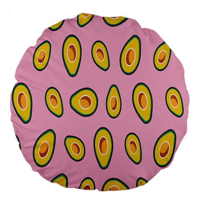 Fruit Avocado Green Pink Yellow Large 18  Premium Flano Round Cushions