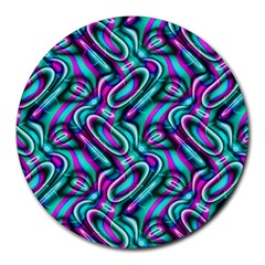 Circle Purple Green Wave Chevron Waves Round Mousepads