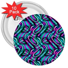 Circle Purple Green Wave Chevron Waves 3  Buttons (10 Pack) 