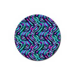 Circle Purple Green Wave Chevron Waves Rubber Coaster (round) 