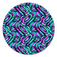 Circle Purple Green Wave Chevron Waves Magnet 5  (round)