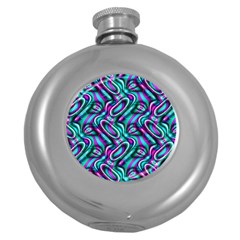 Circle Purple Green Wave Chevron Waves Round Hip Flask (5 Oz) by Mariart