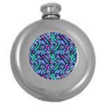 Circle Purple Green Wave Chevron Waves Round Hip Flask (5 oz) Front