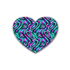 Circle Purple Green Wave Chevron Waves Rubber Coaster (heart)  by Mariart