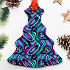 Circle Purple Green Wave Chevron Waves Christmas Tree Ornament (two Sides)