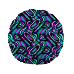 Circle Purple Green Wave Chevron Waves Standard 15  Premium Round Cushions