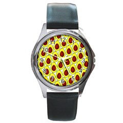 Avocados Seeds Yellow Brown Greeen Round Metal Watch