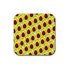 Avocados Seeds Yellow Brown Greeen Rubber Coaster (square)  by Mariart