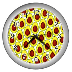 Avocados Seeds Yellow Brown Greeen Wall Clocks (silver)  by Mariart