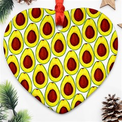 Avocados Seeds Yellow Brown Greeen Heart Ornament (two Sides)