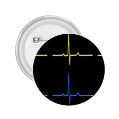 Heart Monitor Screens Pulse Trace Motion Black Blue Yellow Waves 2 25  Buttons by Mariart