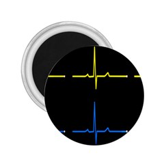 Heart Monitor Screens Pulse Trace Motion Black Blue Yellow Waves 2 25  Magnets