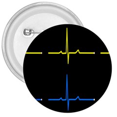 Heart Monitor Screens Pulse Trace Motion Black Blue Yellow Waves 3  Buttons by Mariart