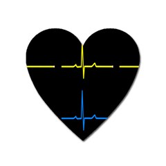 Heart Monitor Screens Pulse Trace Motion Black Blue Yellow Waves Heart Magnet by Mariart