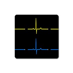 Heart Monitor Screens Pulse Trace Motion Black Blue Yellow Waves Square Magnet