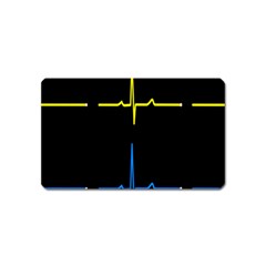 Heart Monitor Screens Pulse Trace Motion Black Blue Yellow Waves Magnet (name Card) by Mariart